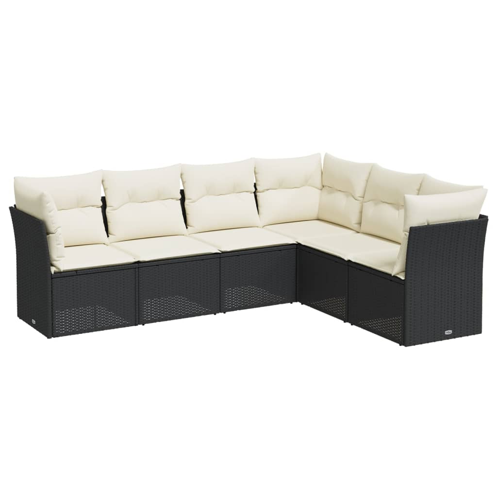 6-delige Loungeset met kussens poly rattan zwart is nu te koop bij PeponiXL, paradijselijk wonen!