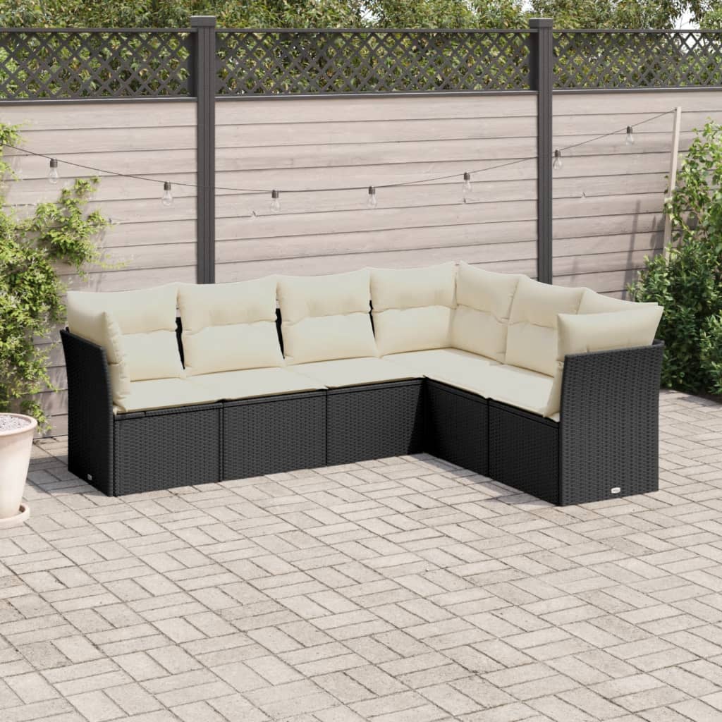 6-delige Loungeset met kussens poly rattan zwart is nu te koop bij PeponiXL, paradijselijk wonen!
