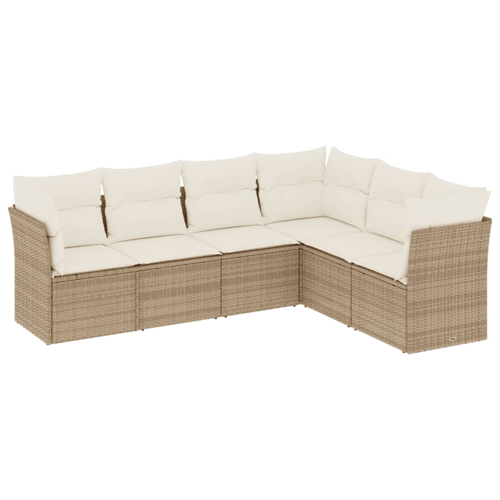 6-delige Loungeset met kussens poly rattan beige is nu te koop bij PeponiXL, paradijselijk wonen!