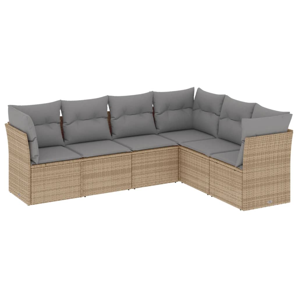 6-delige Loungeset met kussens poly rattan beige is nu te koop bij PeponiXL, paradijselijk wonen!
