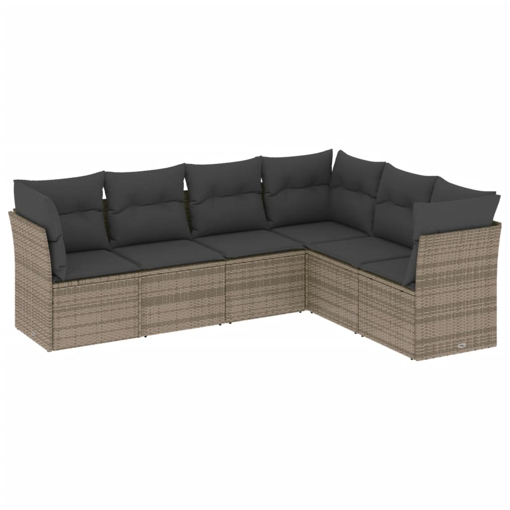 6-delige Loungeset met kussens poly rattan grijs is nu te koop bij PeponiXL, paradijselijk wonen!