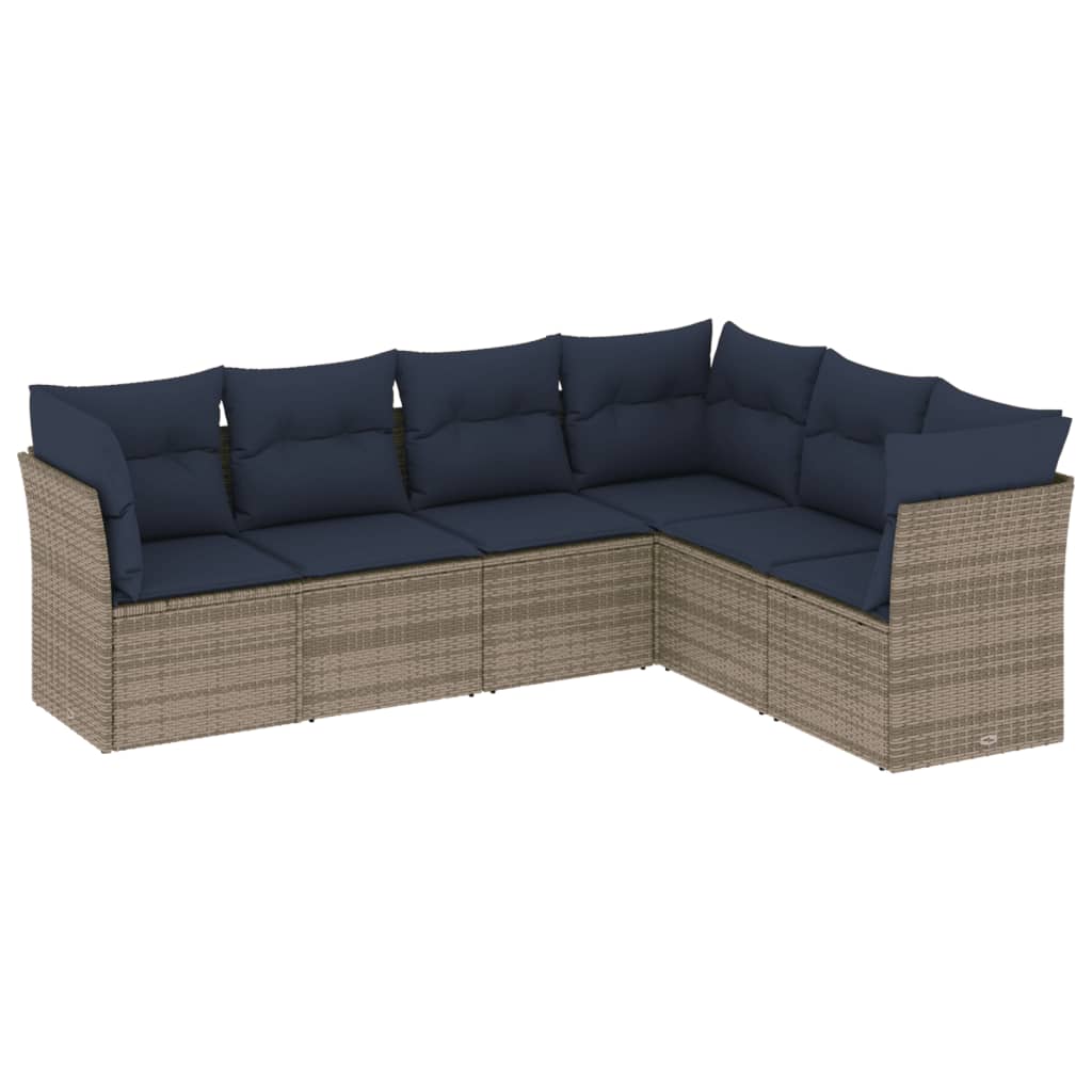6-delige tuinbankset met kussens, grijs polyrotan is nu te koop bij PeponiXL, paradijselijk wonen!