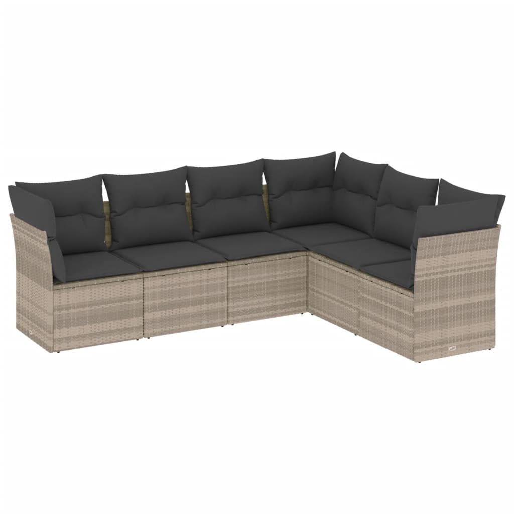 6-delige Loungeset met kussens poly rattan lichtgrijs is nu te koop bij PeponiXL, paradijselijk wonen!