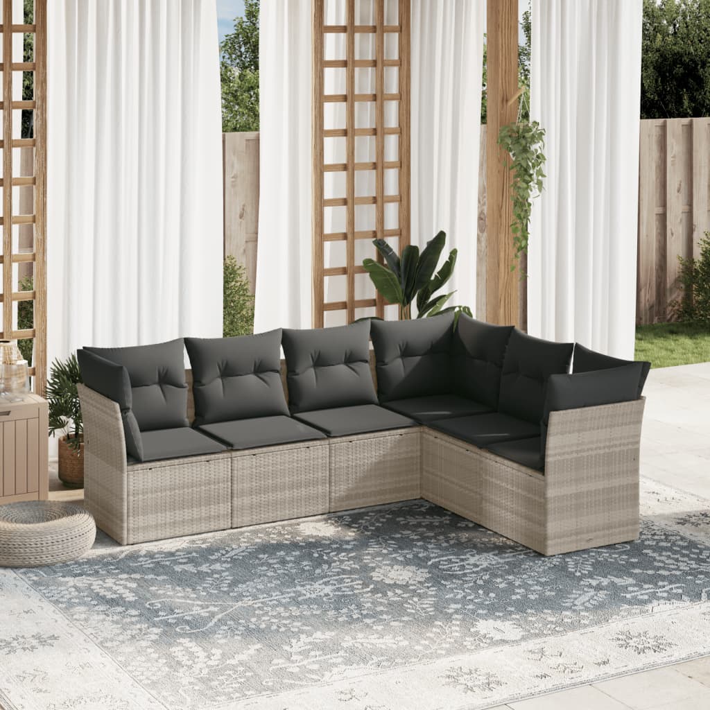 6-delige Loungeset met kussens poly rattan lichtgrijs is nu te koop bij PeponiXL, paradijselijk wonen!