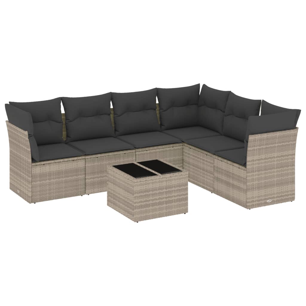 7-delige Loungeset met kussens poly rattan lichtgrijs is nu te koop bij PeponiXL, paradijselijk wonen!