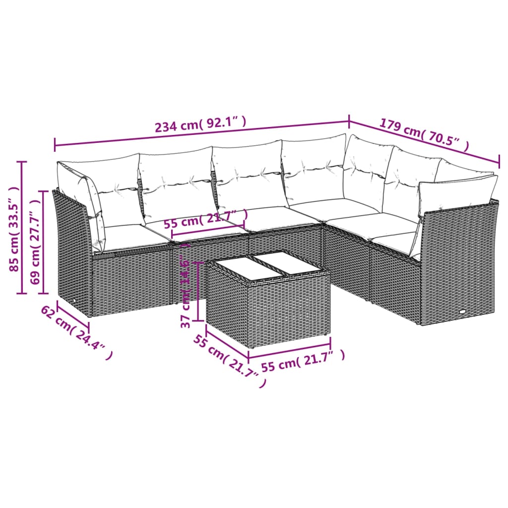 7-delige Loungeset met kussens poly rattan lichtgrijs is nu te koop bij PeponiXL, paradijselijk wonen!