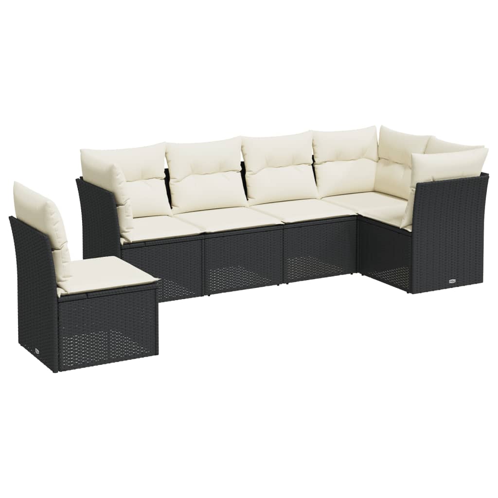 6-delige Loungeset met kussens poly rattan zwart is nu te koop bij PeponiXL, paradijselijk wonen!