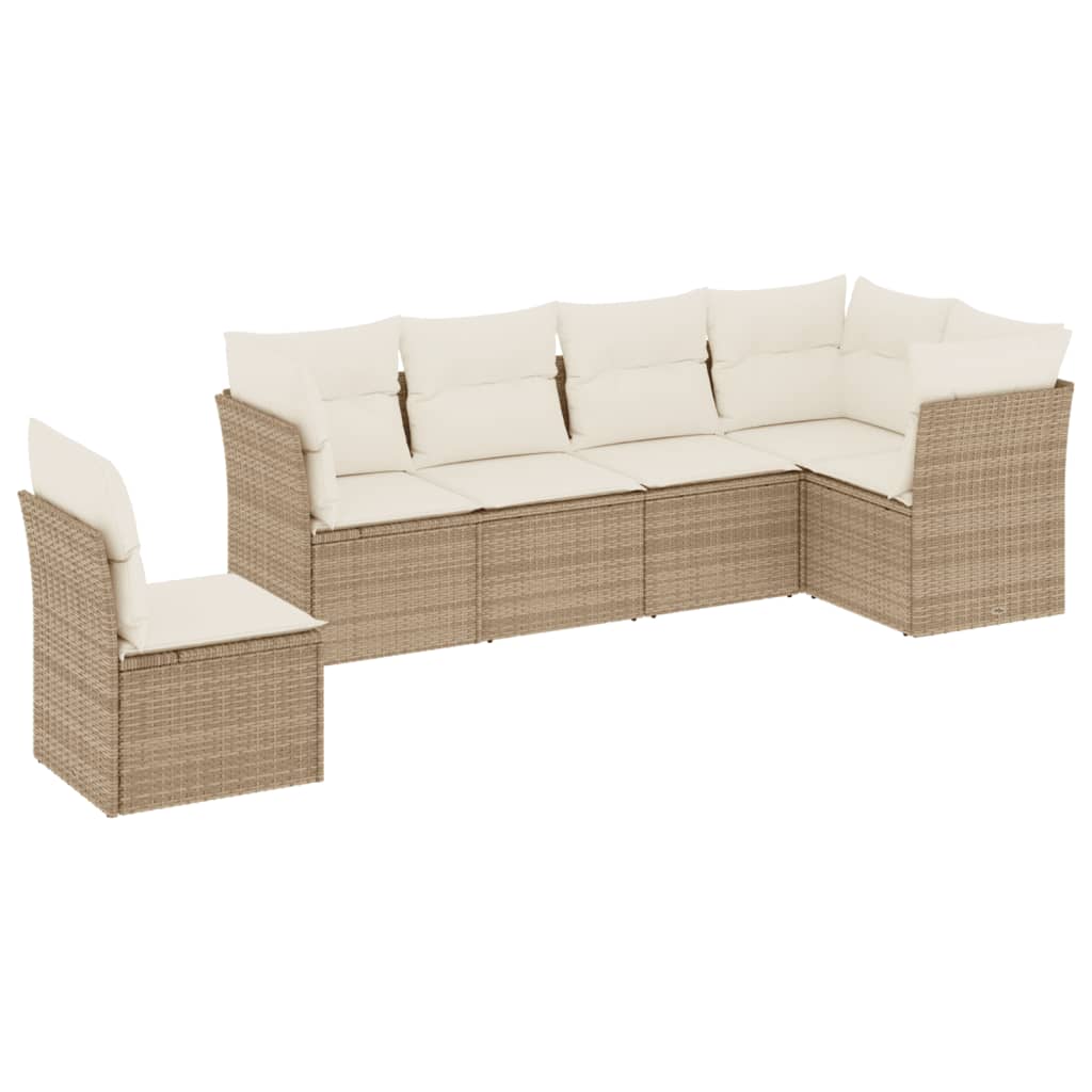 6-delige Loungeset met kussens poly rattan beige is nu te koop bij PeponiXL, paradijselijk wonen!