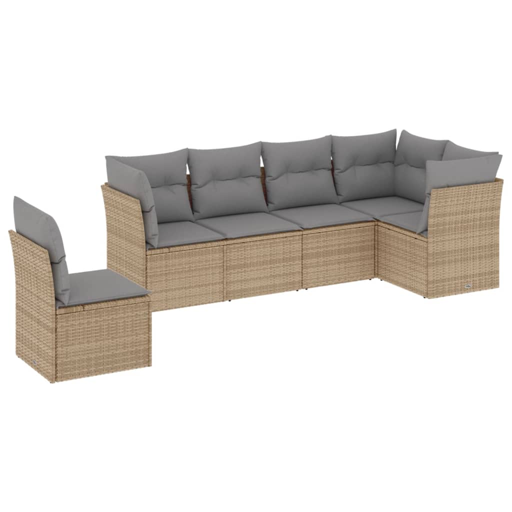 6-delige Loungeset met kussens poly rattan beige is nu te koop bij PeponiXL, paradijselijk wonen!