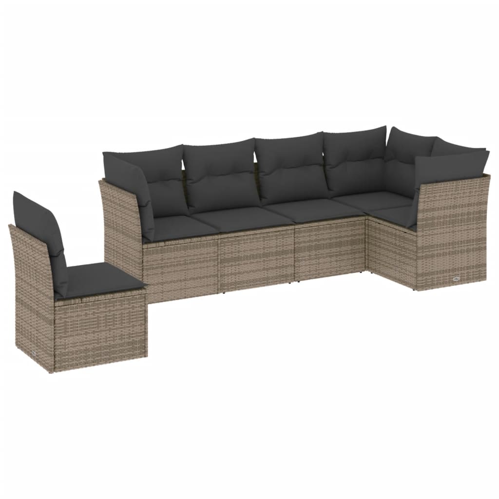 6-delige Loungeset met kussens poly rattan grijs is nu te koop bij PeponiXL, paradijselijk wonen!