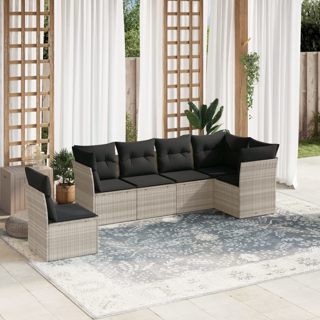 6-delige Loungeset met kussens poly rattan lichtgrijs is nu te koop bij PeponiXL, paradijselijk wonen!