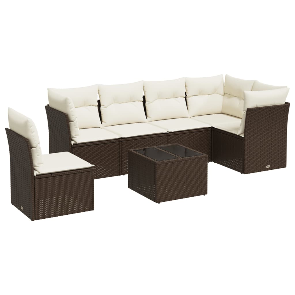6-delige Loungeset met kussens poly rattan bruin is nu te koop bij PeponiXL, paradijselijk wonen!