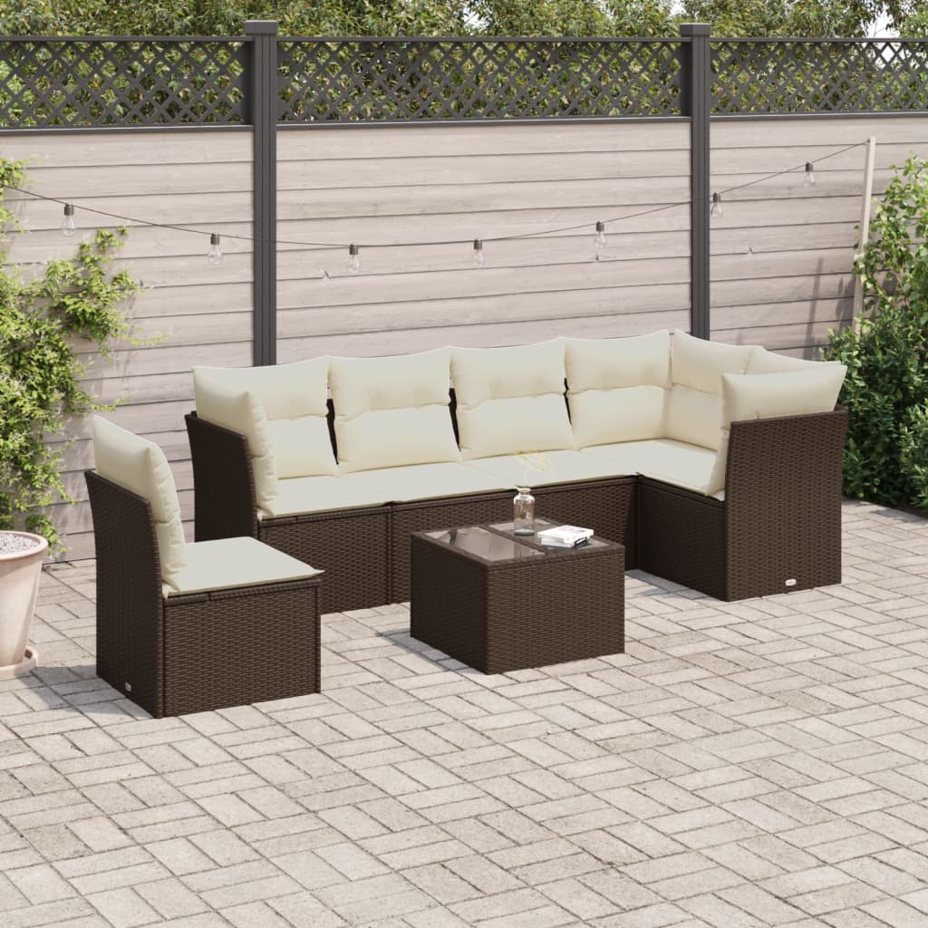 7-delige Loungeset met kussens poly rattan zwart is nu te koop bij PeponiXL, paradijselijk wonen!