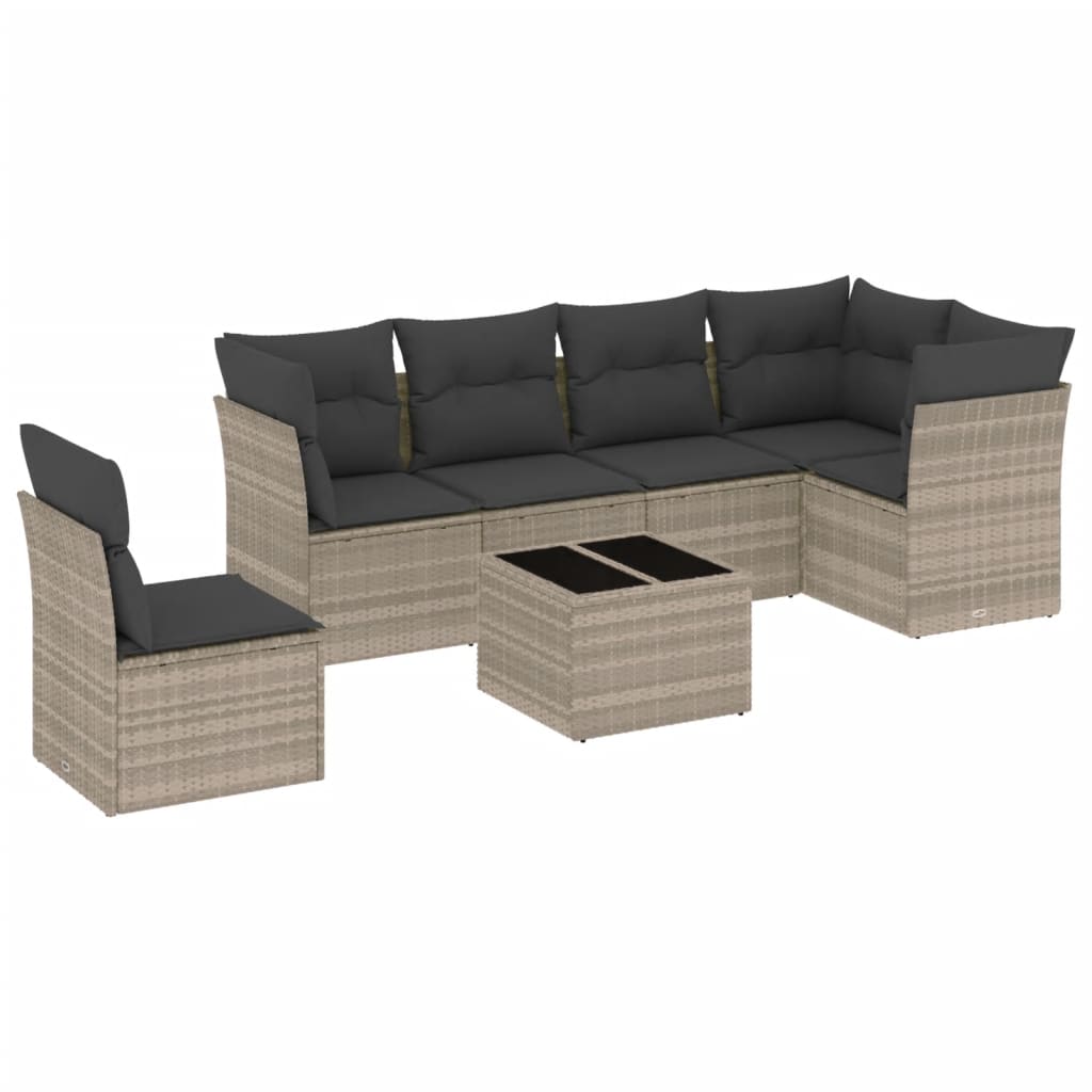 7-delige Loungeset met kussens poly rattan lichtgrijs is nu te koop bij PeponiXL, paradijselijk wonen!