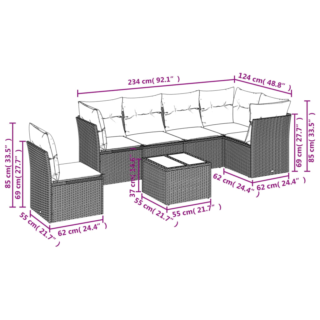 7-delige Loungeset met kussens poly rattan lichtgrijs is nu te koop bij PeponiXL, paradijselijk wonen!