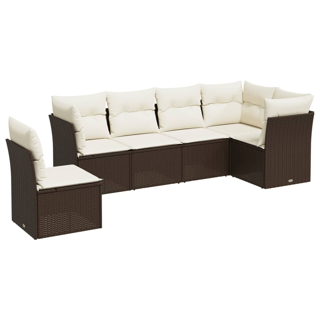7-delige Loungeset met kussens poly rattan bruin is nu te koop bij PeponiXL, paradijselijk wonen!