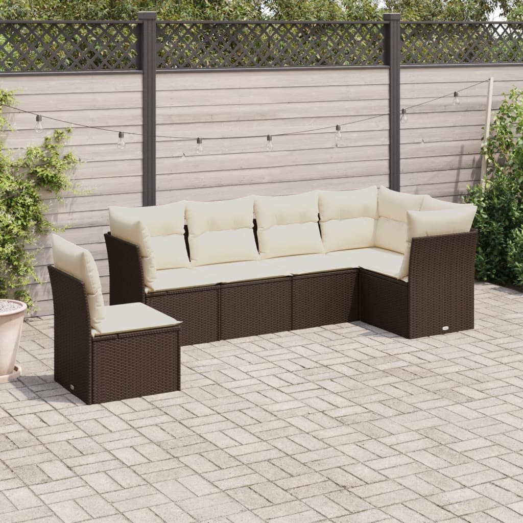 7-delige Loungeset met kussens poly rattan bruin is nu te koop bij PeponiXL, paradijselijk wonen!