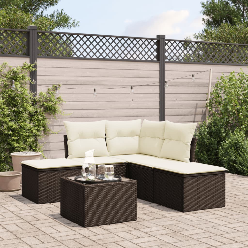 6-delige Loungeset met kussens poly rattan bruin is nu te koop bij PeponiXL, paradijselijk wonen!