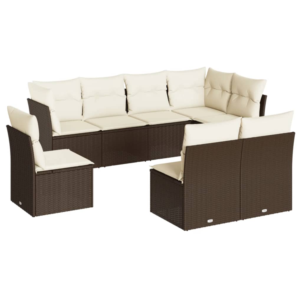 8-delige Loungeset met kussens poly rattan bruin is nu te koop bij PeponiXL, paradijselijk wonen!