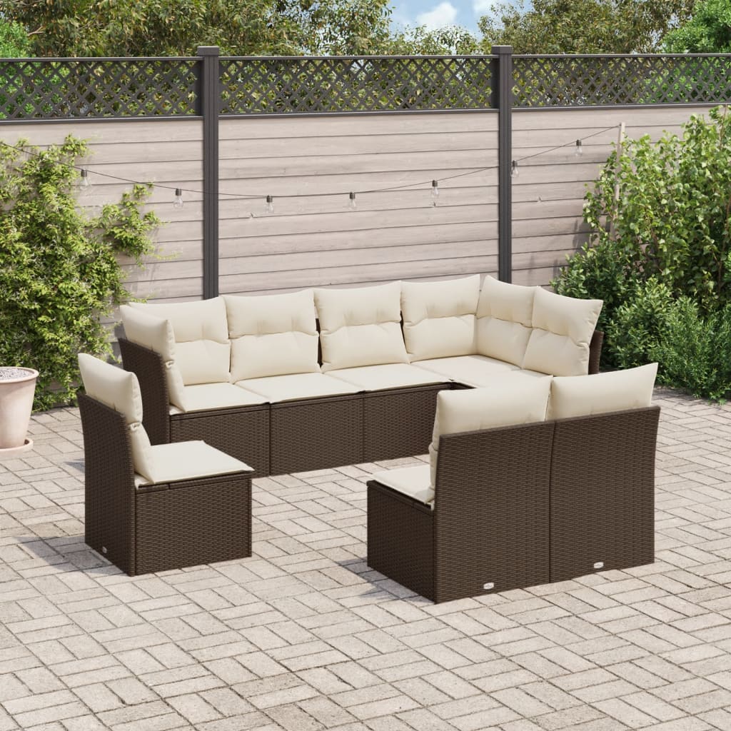 8-delige Loungeset met kussens poly rattan bruin is nu te koop bij PeponiXL, paradijselijk wonen!