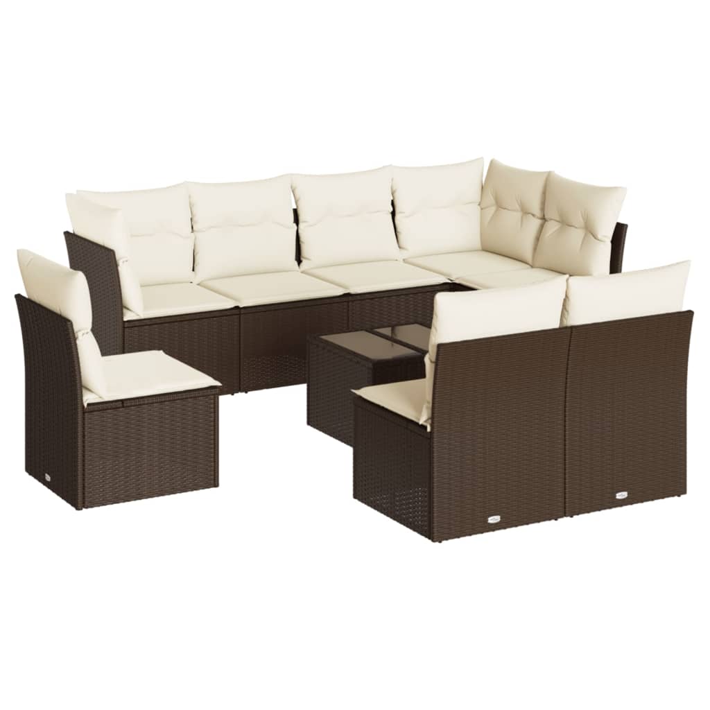 9-delige Loungeset met kussens poly rattan bruin is nu te koop bij PeponiXL, paradijselijk wonen!