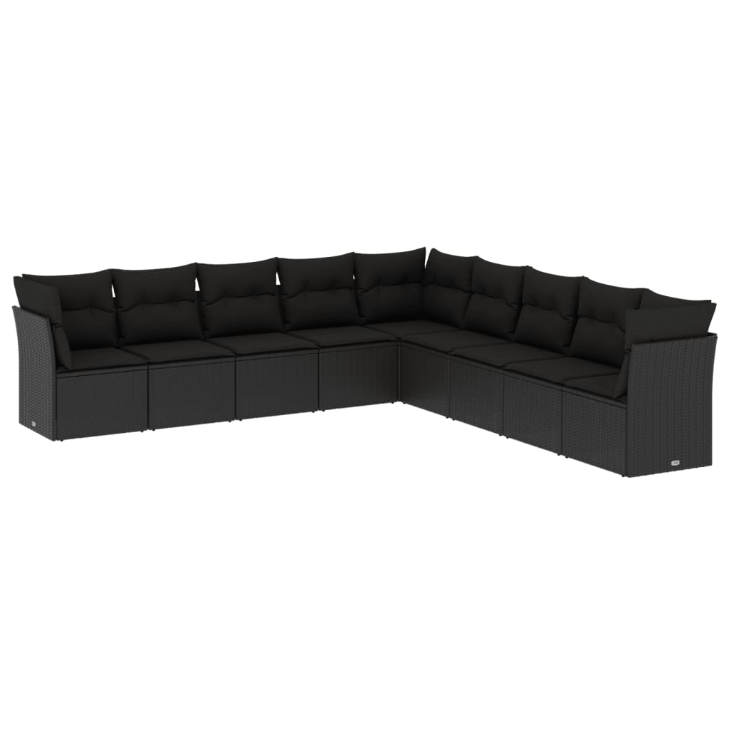 9-delige Loungeset met kussens poly rattan zwart is nu te koop bij PeponiXL, paradijselijk wonen!