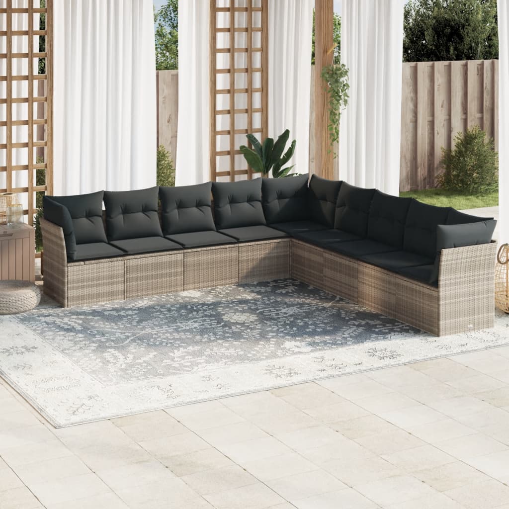 9-delige Loungeset met kussens poly rattan lichtgrijs is nu te koop bij PeponiXL, paradijselijk wonen!
