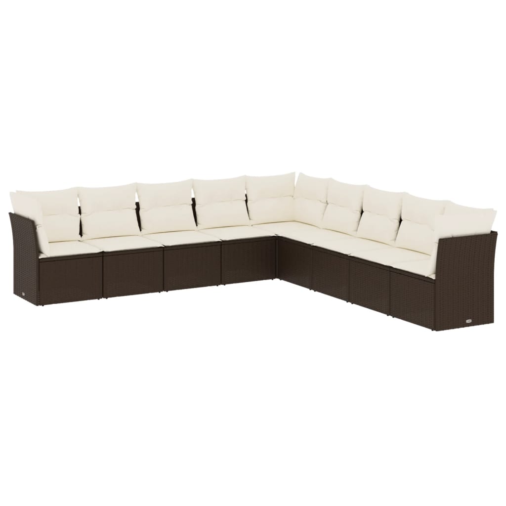 9-delige Loungeset met kussens poly rattan bruin is nu te koop bij PeponiXL, paradijselijk wonen!