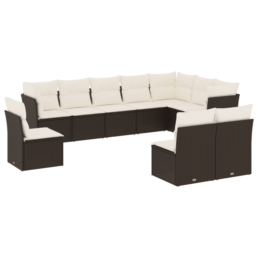 10-delige Loungeset met kussens poly rattan zwart is nu te koop bij PeponiXL, paradijselijk wonen!