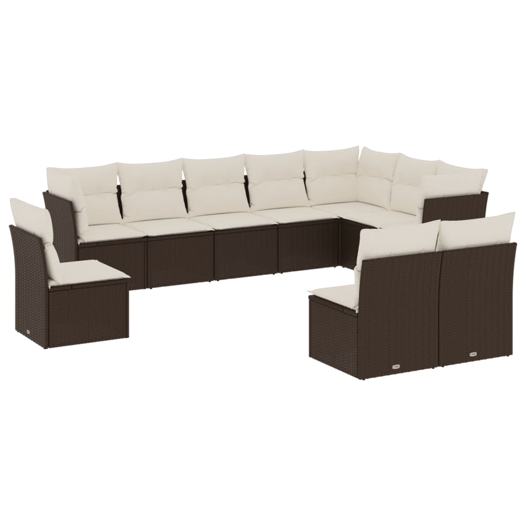 10-delige Loungeset met kussens poly rattan bruin is nu te koop bij PeponiXL, paradijselijk wonen!