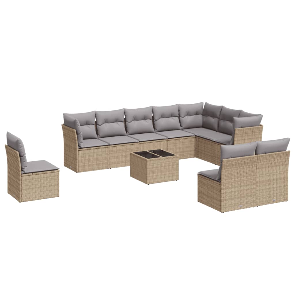 11-delige Tuinset met kussens poly rattan beige is nu te koop bij PeponiXL, paradijselijk wonen!