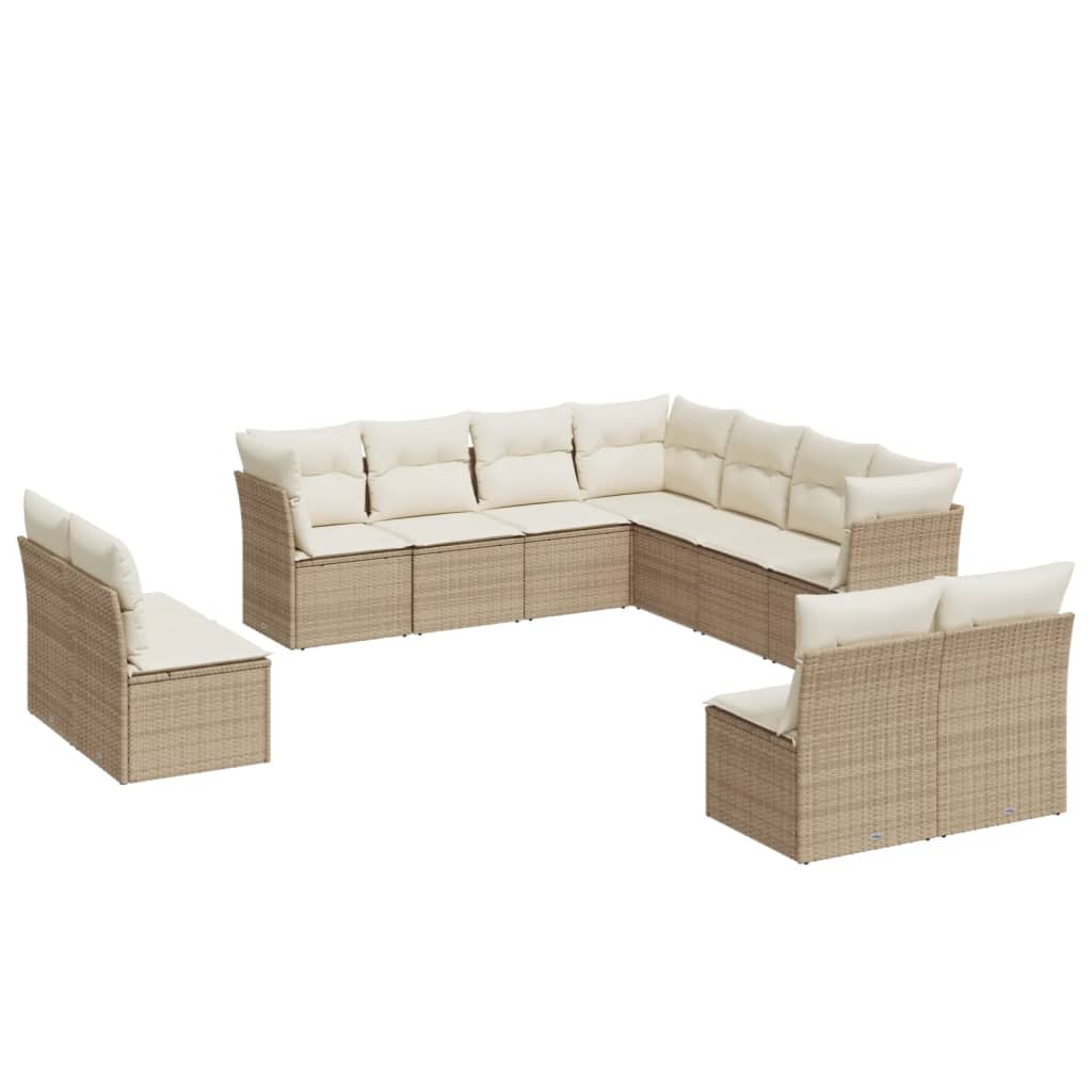 11-delige Tuinset met kussens poly rattan beige is nu te koop bij PeponiXL, paradijselijk wonen!
