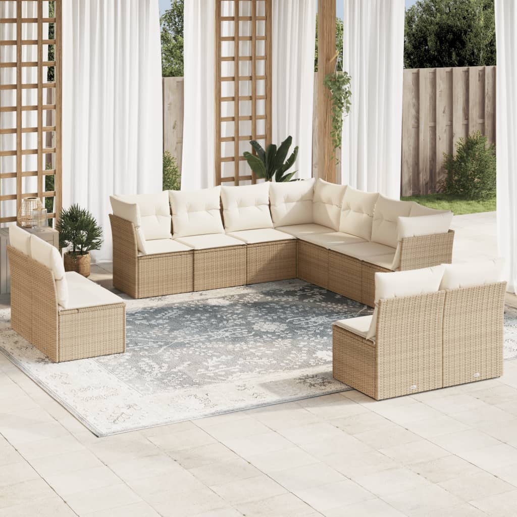 11-delige Tuinset met kussens poly rattan beige is nu te koop bij PeponiXL, paradijselijk wonen!