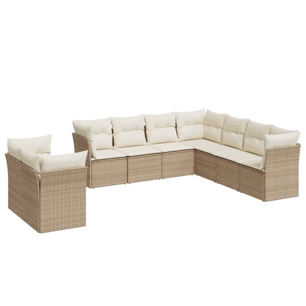 9-delige Loungeset met kussens poly rattan beige is nu te koop bij PeponiXL, paradijselijk wonen!