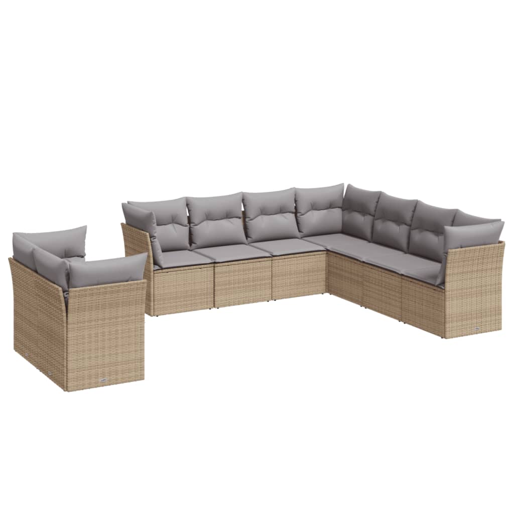 9-delige Loungeset met kussens poly rattan beige is nu te koop bij PeponiXL, paradijselijk wonen!