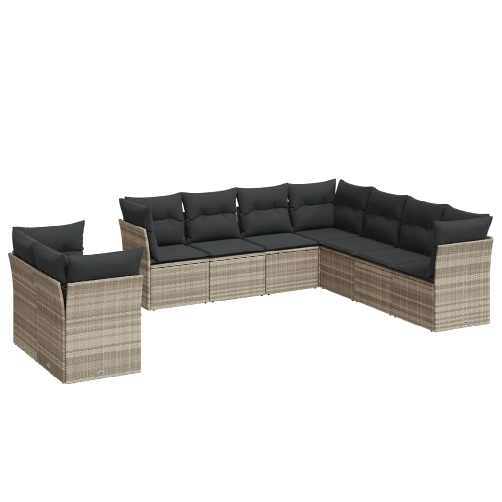 9-delige Loungeset met kussens poly rattan lichtgrijs is nu te koop bij PeponiXL, paradijselijk wonen!