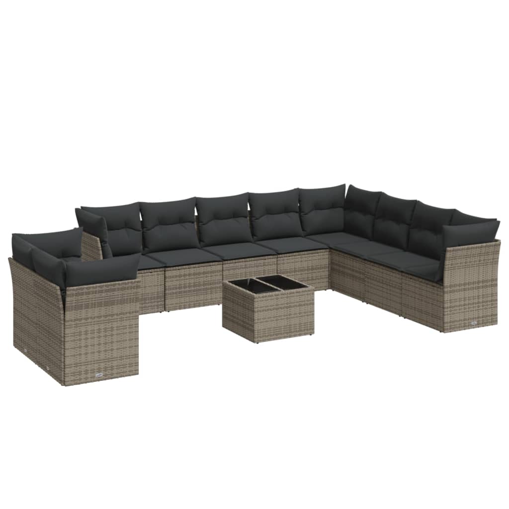 11-delige Loungeset met kussens poly rattan grijs is nu te koop bij PeponiXL, paradijselijk wonen!