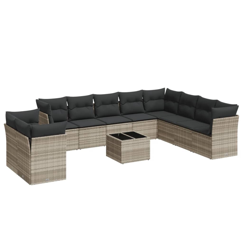 11-delige Loungeset met kussens poly rattan lichtgrijs is nu te koop bij PeponiXL, paradijselijk wonen!