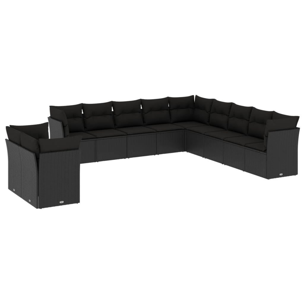 11-delige Loungeset met kussens poly rattan zwart is nu te koop bij PeponiXL, paradijselijk wonen!