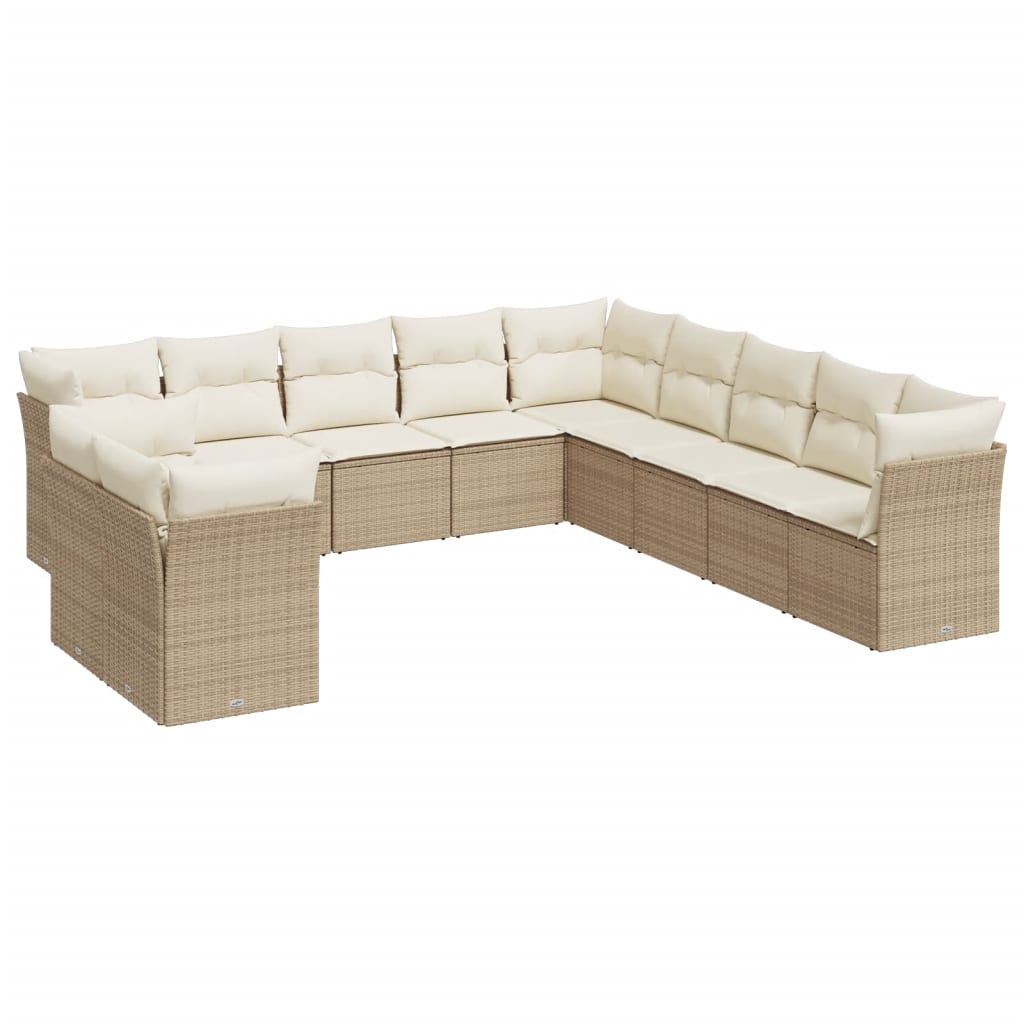 11-delige Tuinset met kussens poly rattan beige is nu te koop bij PeponiXL, paradijselijk wonen!