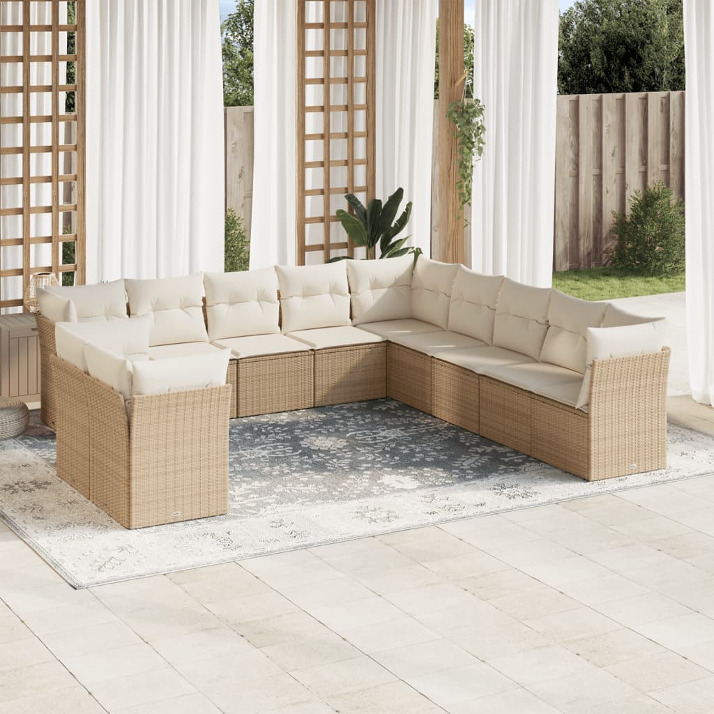 11-delige Tuinset met kussens poly rattan beige is nu te koop bij PeponiXL, paradijselijk wonen!
