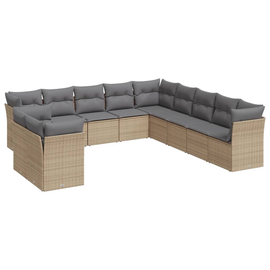 11-delige Tuinset met kussens poly rattan beige is nu te koop bij PeponiXL, paradijselijk wonen!