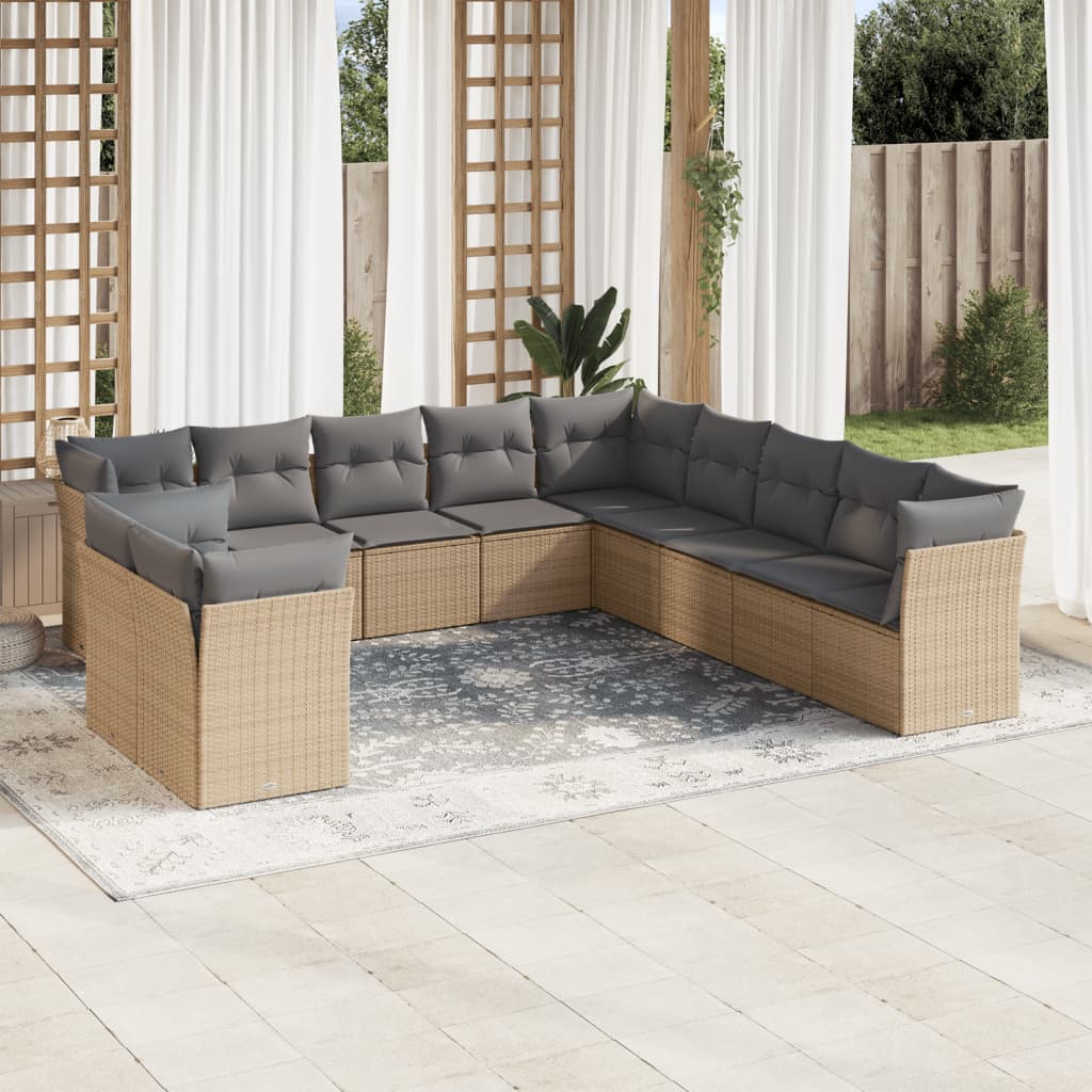 11-delige Tuinset met kussens poly rattan beige is nu te koop bij PeponiXL, paradijselijk wonen!
