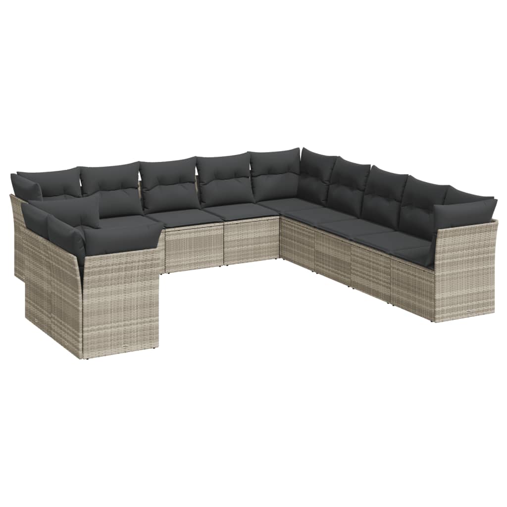 11-delige Loungeset met kussens poly rattan lichtgrijs is nu te koop bij PeponiXL, paradijselijk wonen!