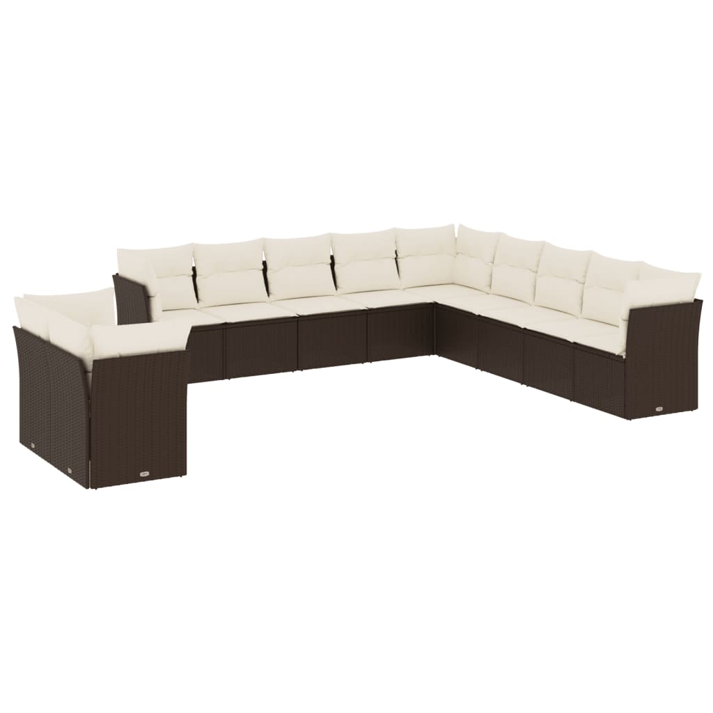 11-delige Loungeset met kussens poly rattan bruin is nu te koop bij PeponiXL, paradijselijk wonen!