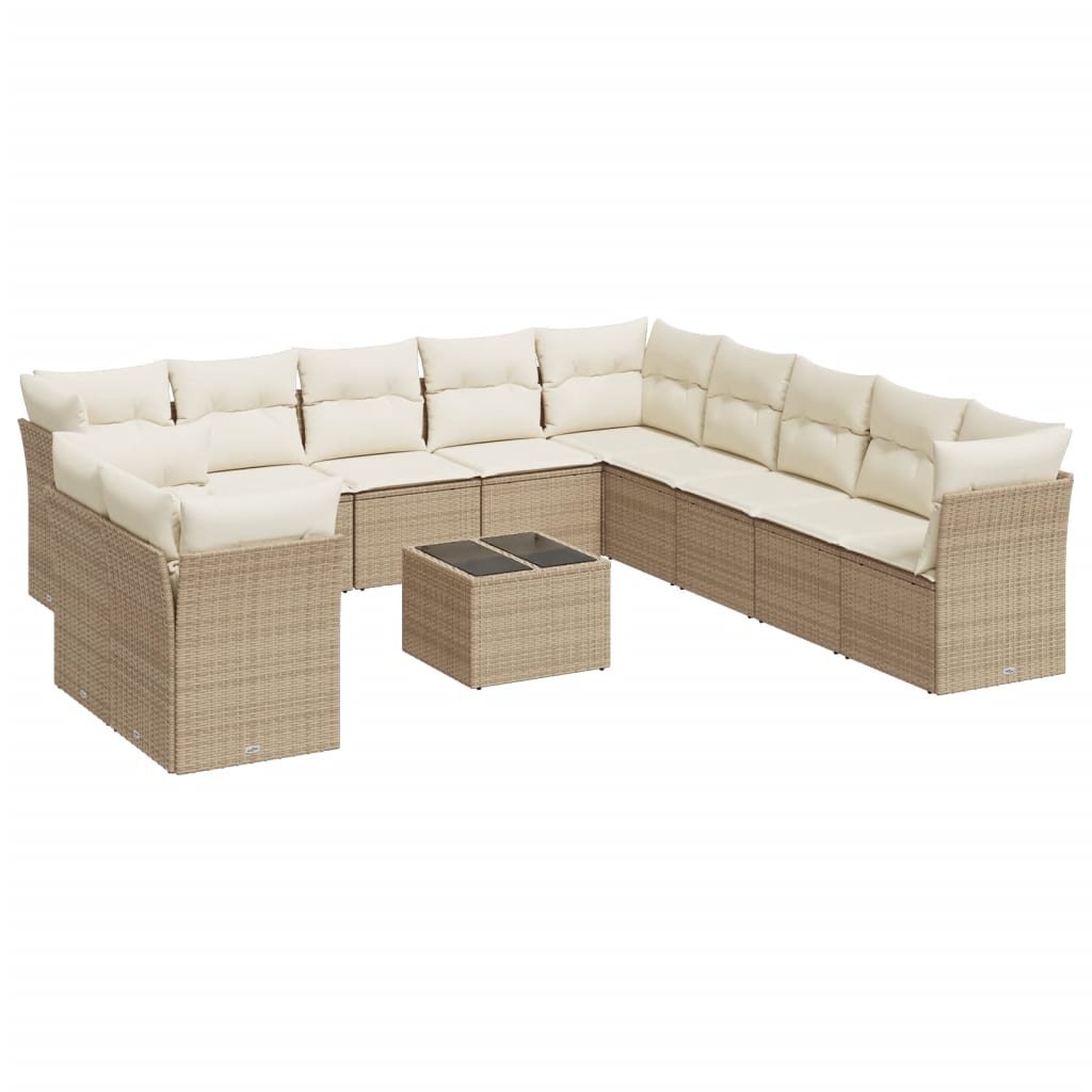 12-delige Loungeset met kussens poly rattan beige is nu te koop bij PeponiXL, paradijselijk wonen!