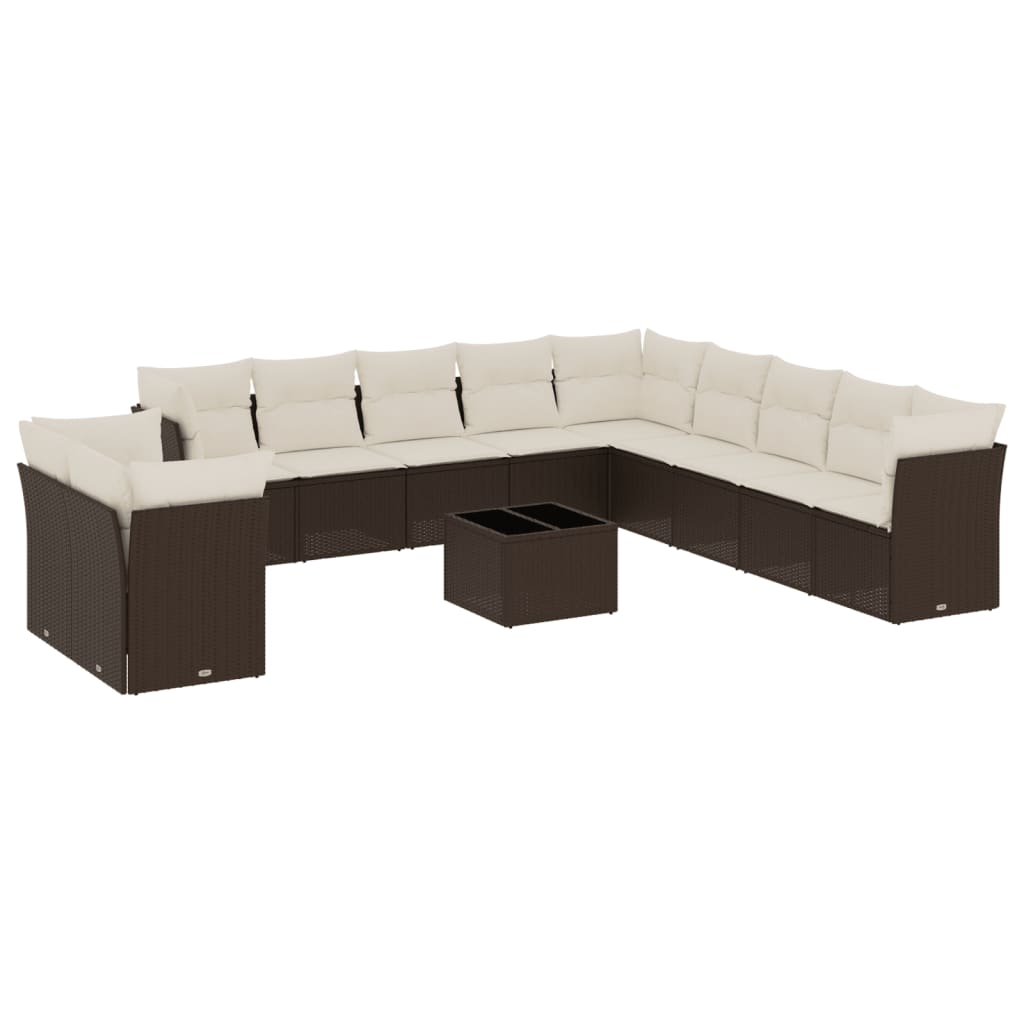 12-delige Loungeset met kussens poly rattan bruin is nu te koop bij PeponiXL, paradijselijk wonen!