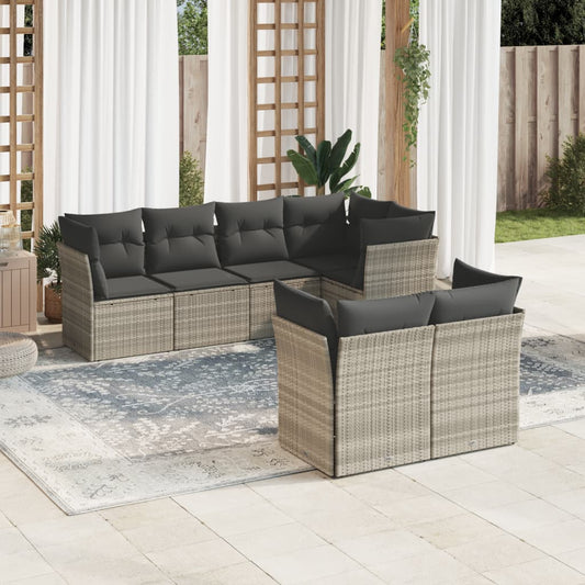 7-delige Loungeset met kussens poly rattan lichtgrijs is nu te koop bij PeponiXL, paradijselijk wonen!