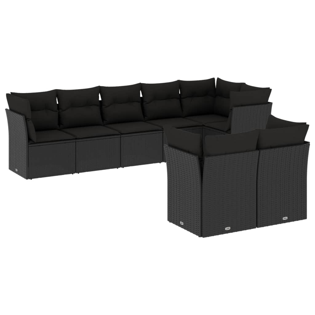 8-delige Loungeset met kussens poly rattan zwart is nu te koop bij PeponiXL, paradijselijk wonen!