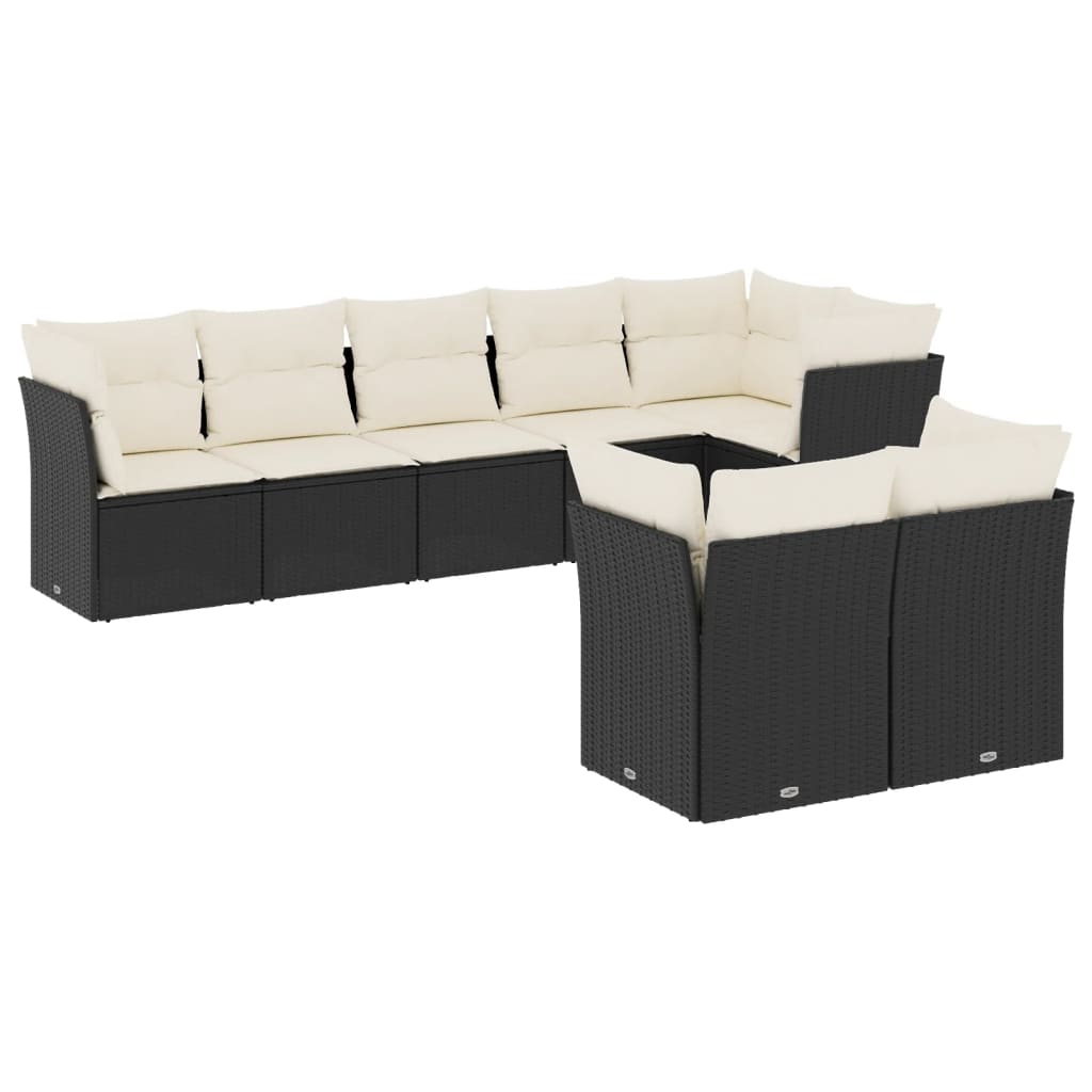 8-delige Loungeset met kussens poly rattan zwart is nu te koop bij PeponiXL, paradijselijk wonen!